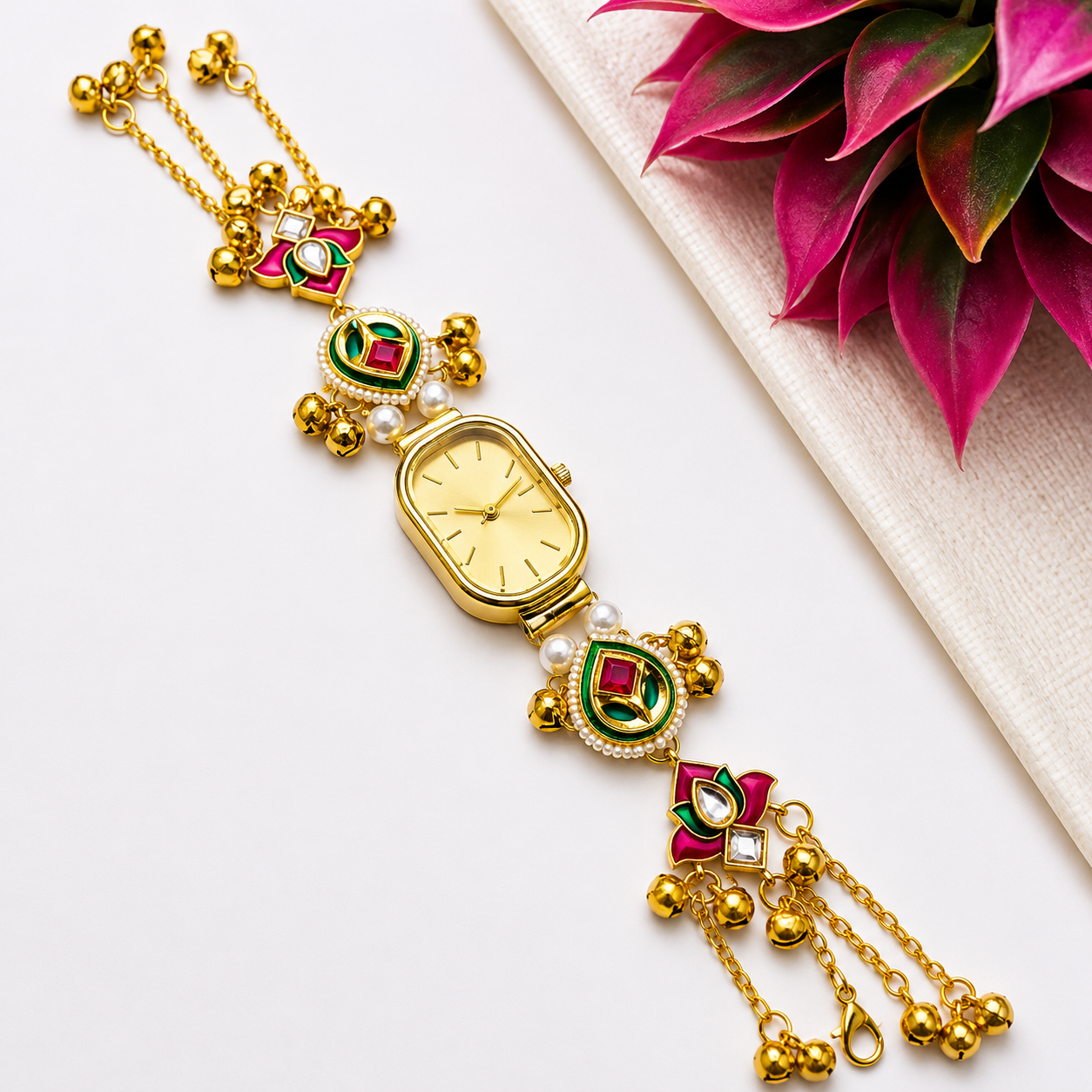 Designer Kundan Charm Watch Bracelet