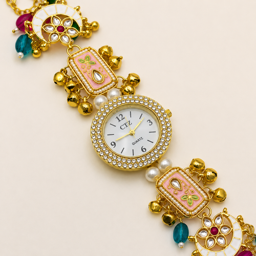 Royal Kundan Ghungroo Bracelet Watch