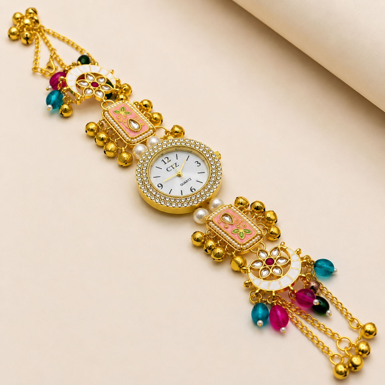 Royal Kundan Ghungroo Bracelet Watch