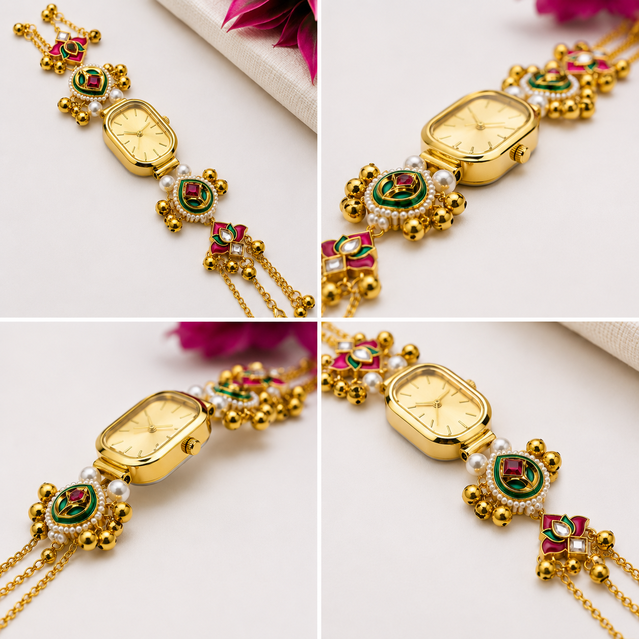 Designer Kundan Charm Watch Bracelet